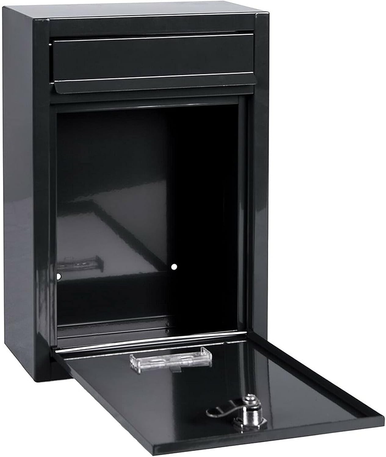 LinaLife Buzón de correo de 12.6 x 8.5 x 3.4 pulgadas, buzón grande de acero con cerradura para montar en la pared, con llaves, buzón de bloqueo a