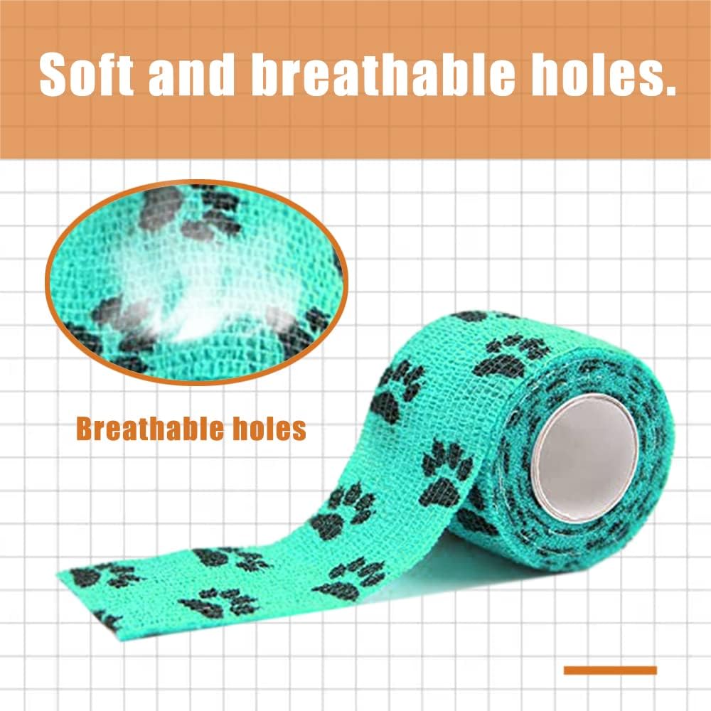 Paquete de 24 vendajes autoadhesivos de 2 x 5 yardas, envoltura veterinaria autoadhesiva para perros, gatos, caballos, animales, cinta elástica