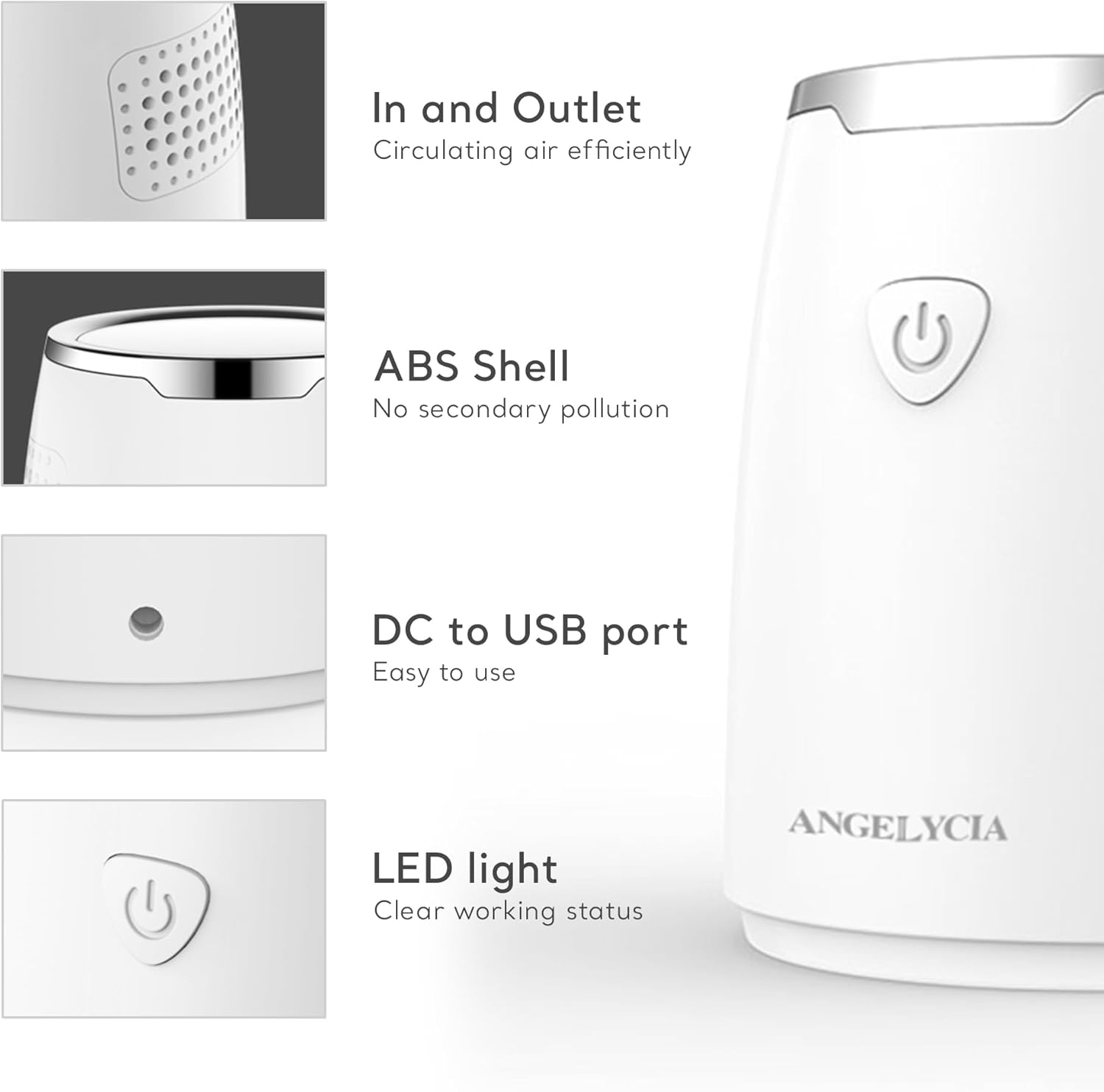 Eliminador de olores para nevera, eliminador de olores de arena para gatos, generador de ozono recargable por USB, desodorante de refrigerador,