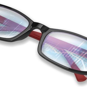 Anteojos PROSPEK para la computadora, de calidad superior, profesional, con bloqueo de luz azul y brillo, Rojo y negro, 1 Anteojos PROSPEK para la computadora, de calidad superior, profesional, con bloqueo de luz azul y brillo, Rojo y negro, 1