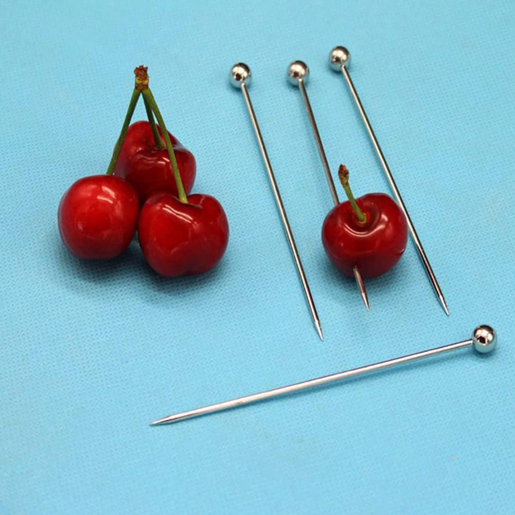 10 púas de cóctel de acero inoxidable, palillos de martini de metal, palillos de frutas, palillos de dientes de oliva, brochetas para fiestas,