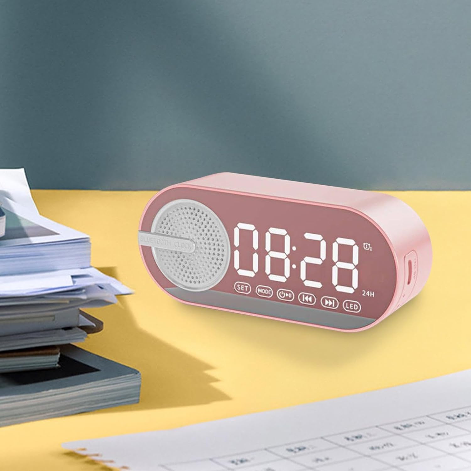 Altavoz Bluetooth portátil con sistema de reloj despertador doble, altavoz multifuncional y reloj digital con alto volumen, carga USB Bluetooth