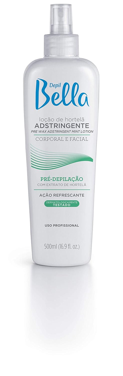 Depil Bella Loción astringente predepilante con extracto de menta  Perfecto para depilación suave y limpia  16.9 fl oz