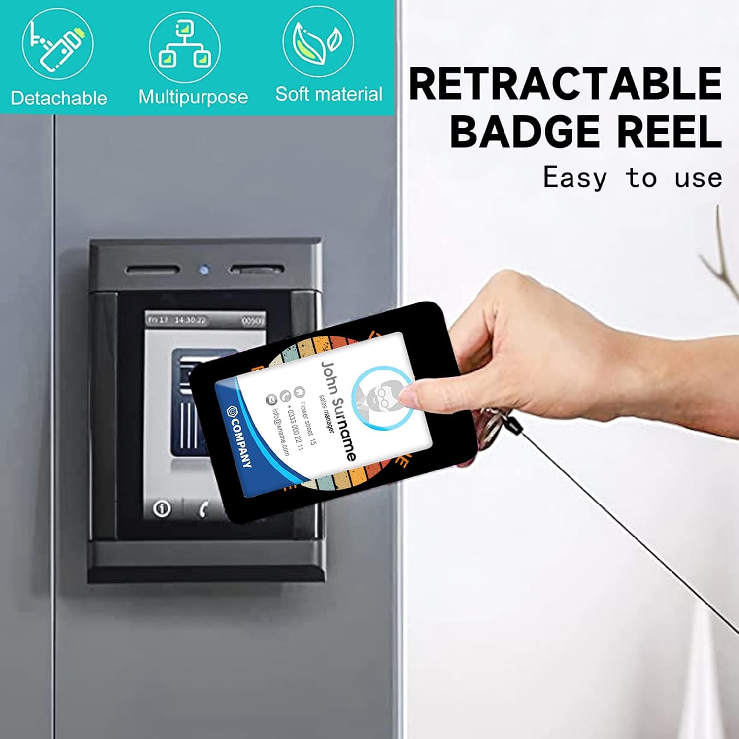 Soporte para tarjetas de identificación con cordón, bonito portatarjetas retráctil, etiqueta de identificación, protector vertical, clips para