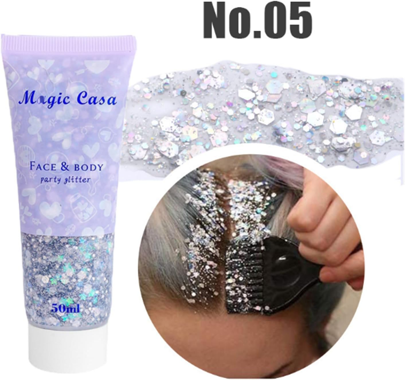 Gel de purpurina corporal de 3 colores, brillo de lentejuelas para rostro y cuerpo, purpurina gruesa de sirena, festival de polvo cosmético