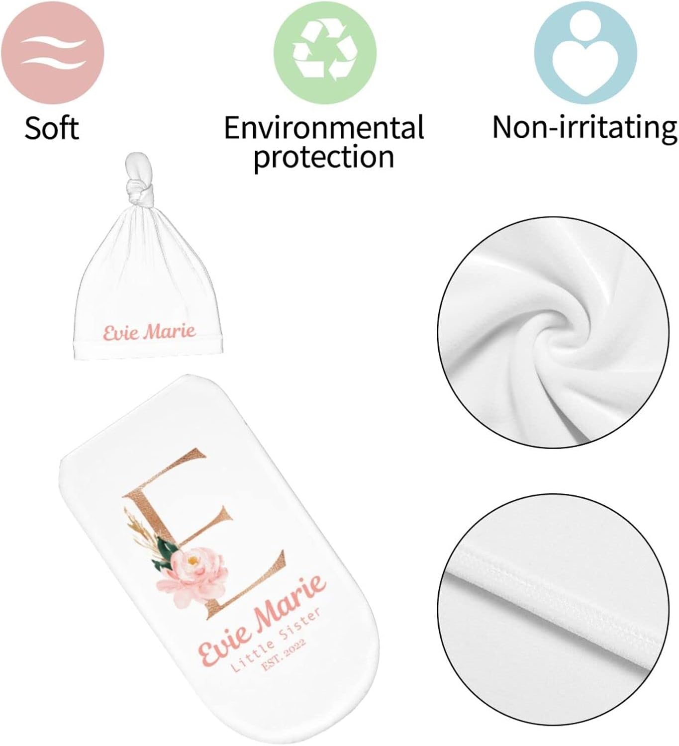 Sweewind Mantas de bebé personalizadas para niña y niño con nombre, manta personalizada para niñas y niños, regalos para envolver al bebé recién