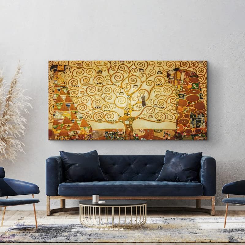 CanvasWAY – Gustav Klimt – Lienzo de reproducción del árbol de la vida, arte de pared, cuadro clásico sobre lienzo de algodón, marco de madera,