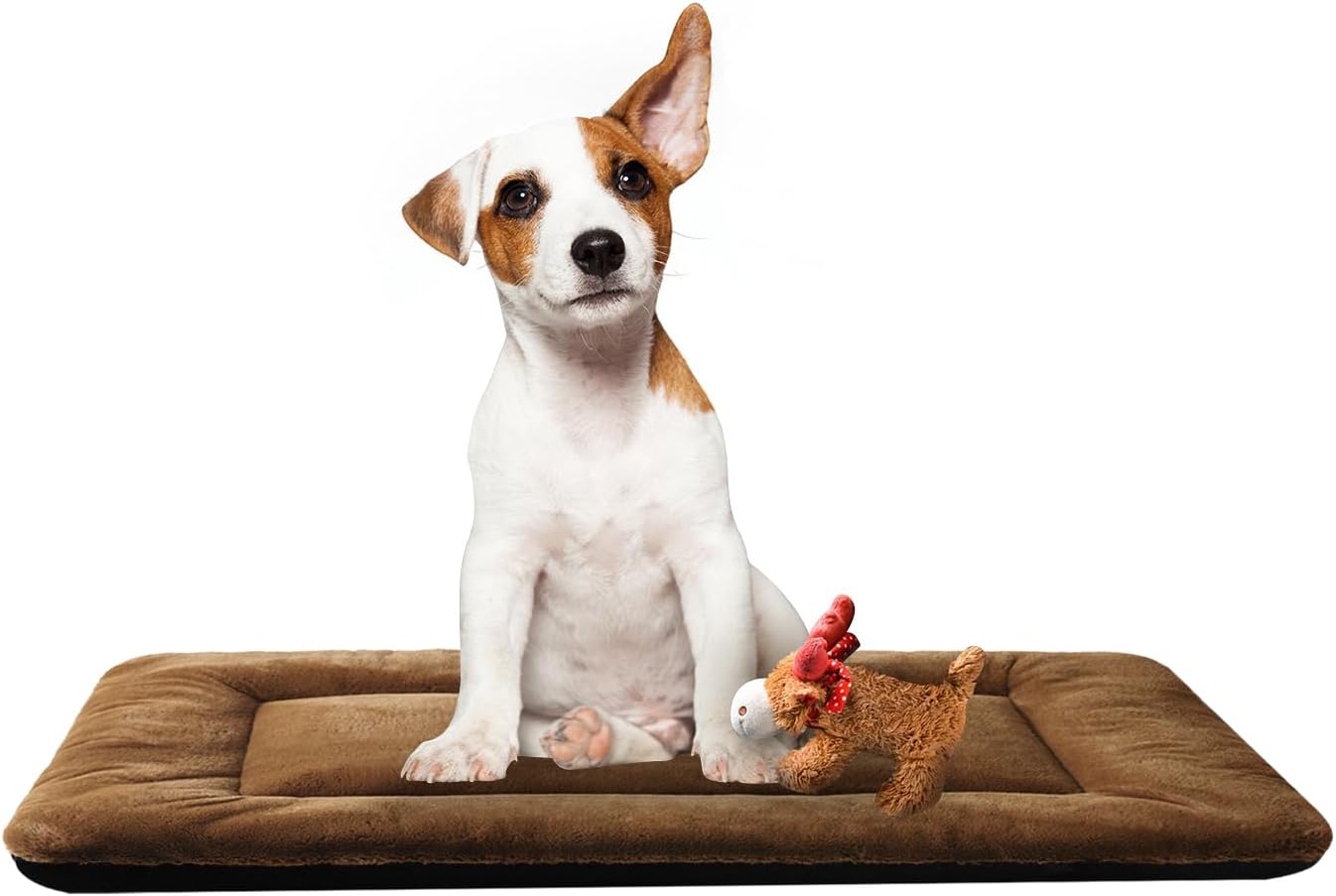 VERZEY Cama para perro, almohadilla ultrasuave de piel sintética para perros medianos, 30 pulgadas, marrón, lavable a máquina, antideslizante