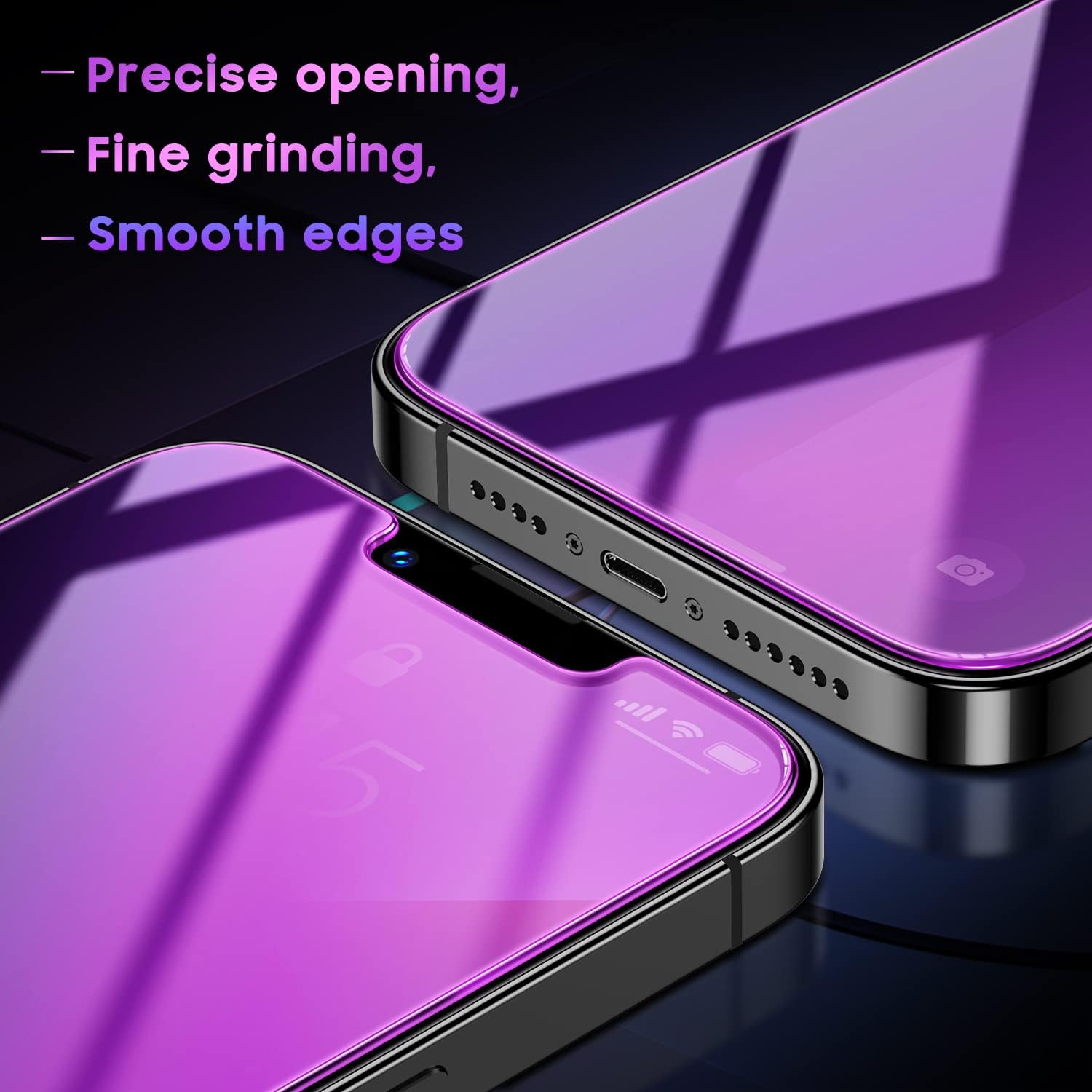 Uyiton Protector de pantalla de privacidad para iPhone 1313 Pro14, privacidad de 28 antiluz azul 9H+ cubierta de pantalla de vidrio templado