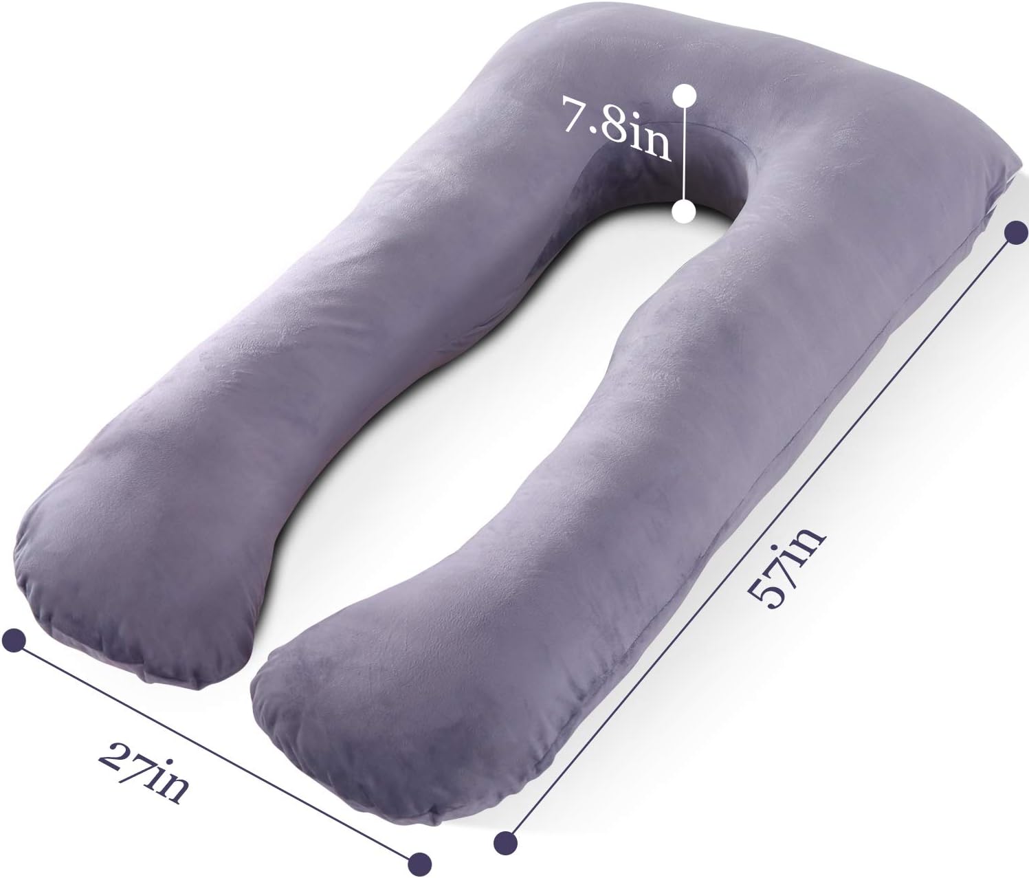 Kingta Almohada de embarazo en forma de U con funda de terciopelo lavable, almohada de maternidad de 57 pulgadas para mujeres embarazadas, soporte
