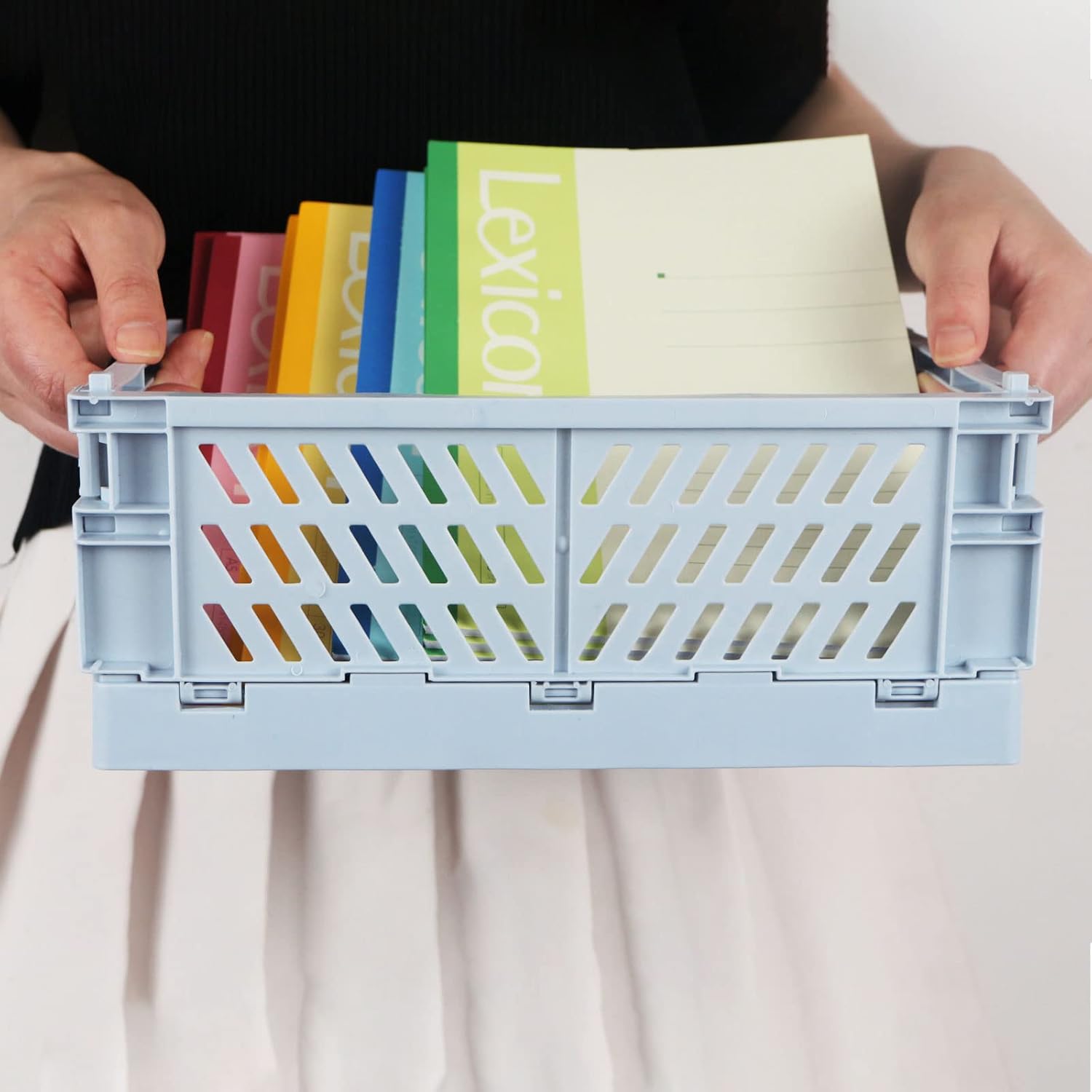 Tixill Paquete de 2 mini cestas de plástico plegables para organización y almacenamiento, cajas de almacenamiento plegables para el hogar, cocina,