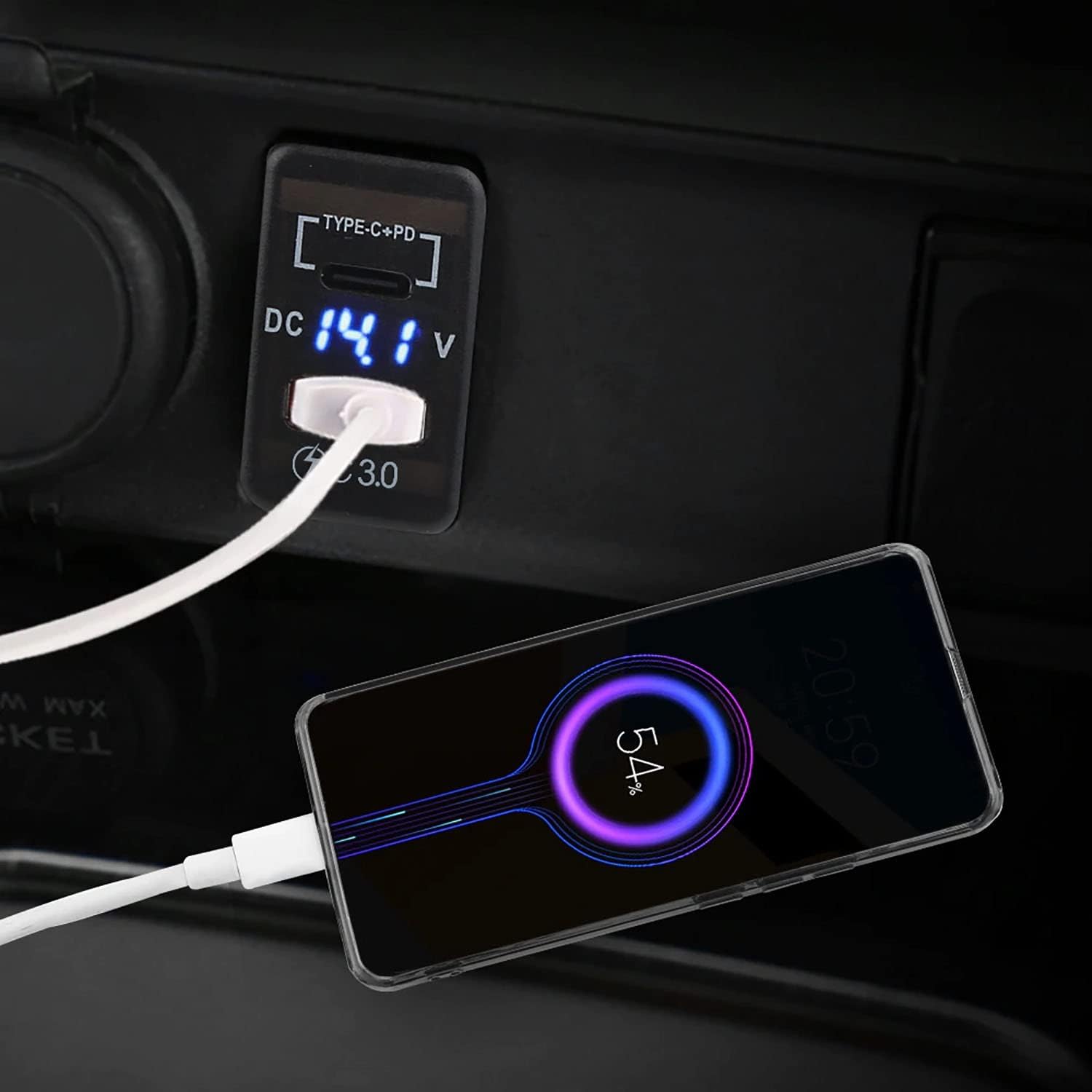 Cllena Carga rápida 3.0 y PD USB C Dual USB puerto cargador adaptador de corriente para Toyota