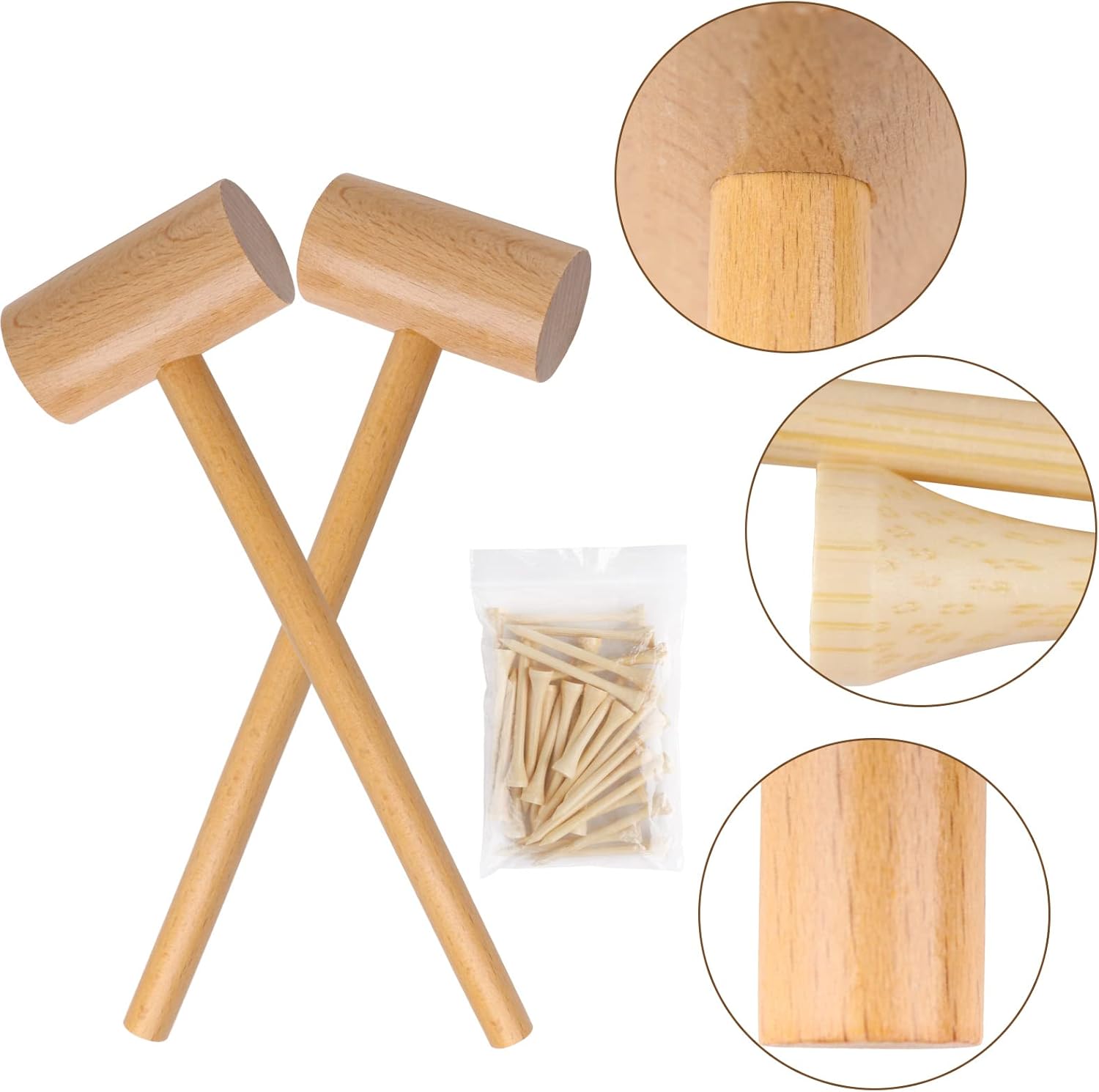 Waenerec Juego de martilleo y golpeteo de mazo de madera, martillo de madera de simulación, martillo falso para niños, martillo de juguete