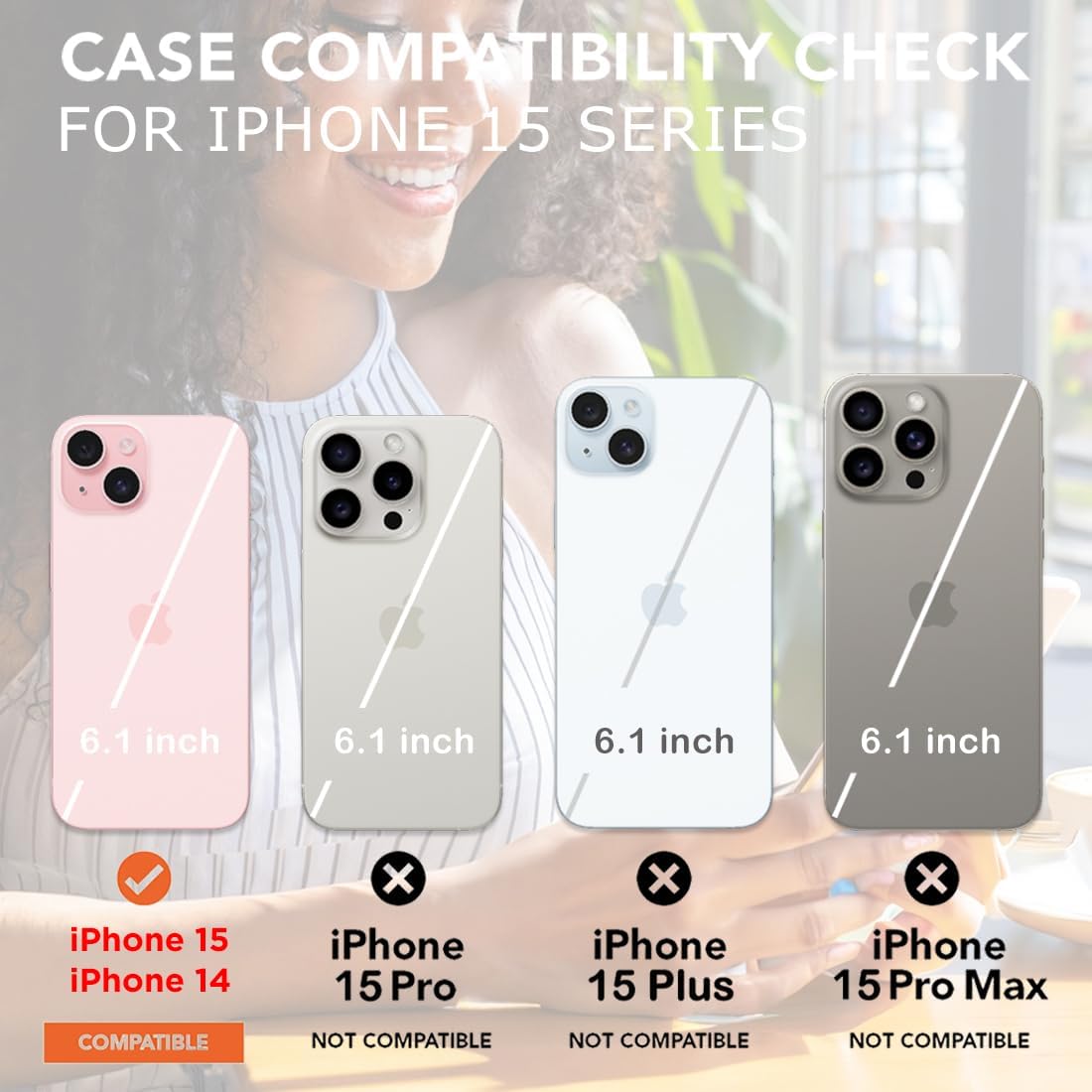 uCOLOR Funda compatible con iPhone 1514 de 6.1 pulgadas, probada en caídas de 8 pies, diseño a prueba de golpes, funda protectora delgada y elegante