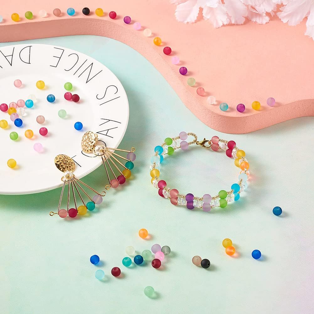 500 cuentas de vidrio esmerilado de 0.236 pulgadas para hacer joyas, 20 colores, cuentas redondas de cristal espaciador para bricolaje, collares,