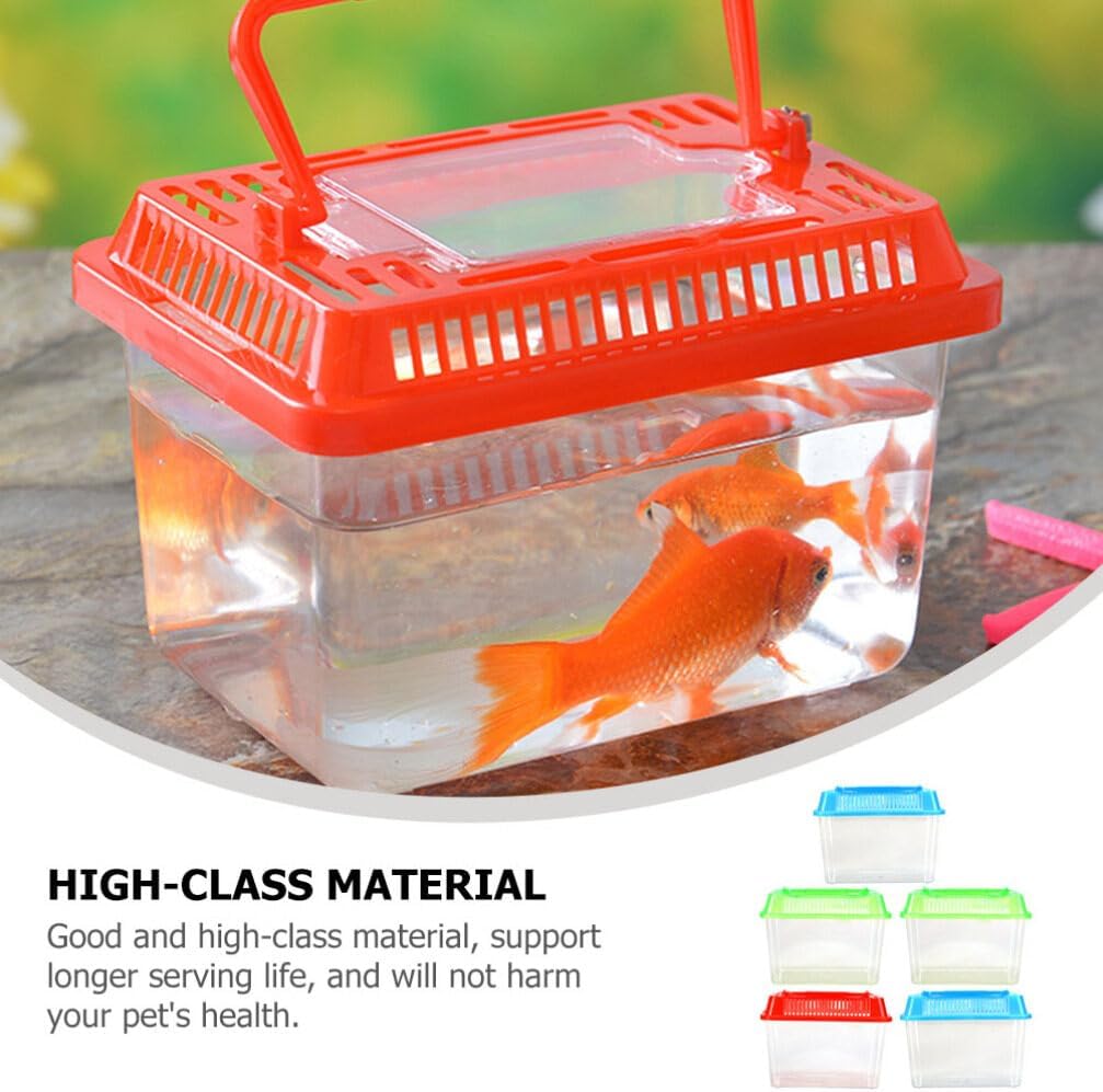 POPETPOP Cuencos de plástico para peces, 5 unidades, pequeño hábitat mundial, portátil, tanque de plástico transparente, caja de acuarios, caja de