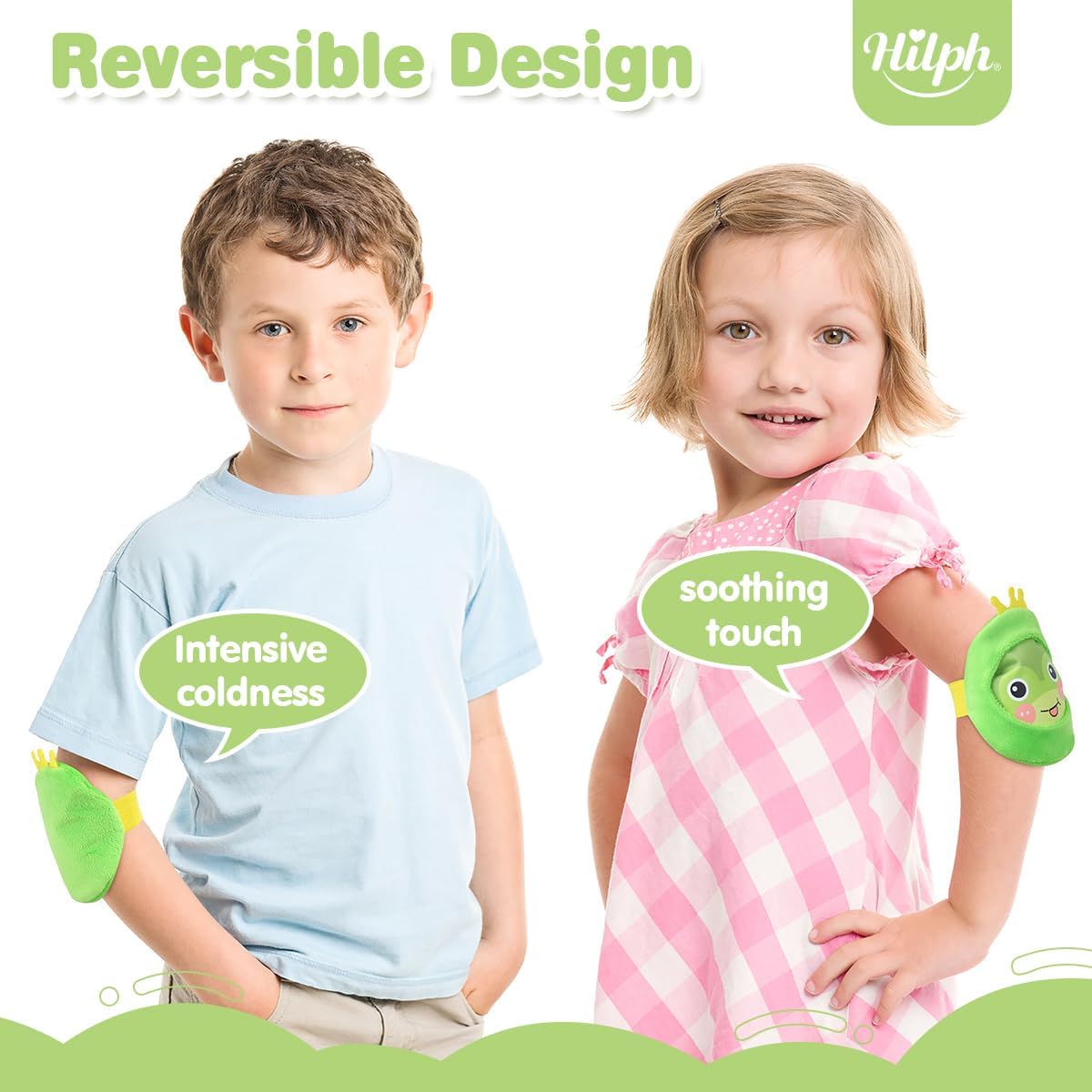 Hilph Paquetes de hielo para niños Boo Boos, Reuable paquetes de agua fría para niños con correas de mano y mangas suaves para aliviar el dolor,