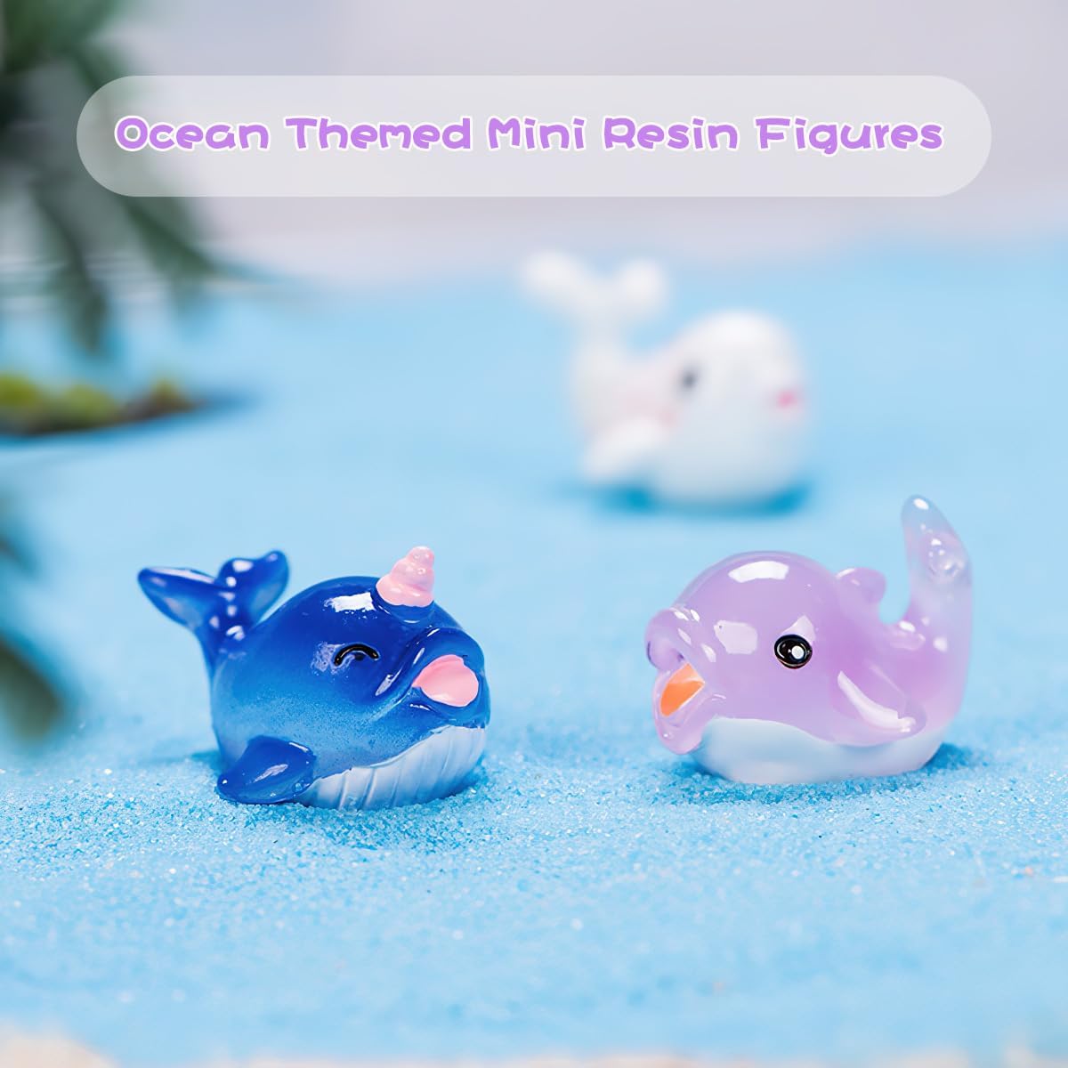 20 mini figuras de océano, mini figuras de resina con temática oceánica, adornos de acuario, pequeños animales de resina de micropaisaje para