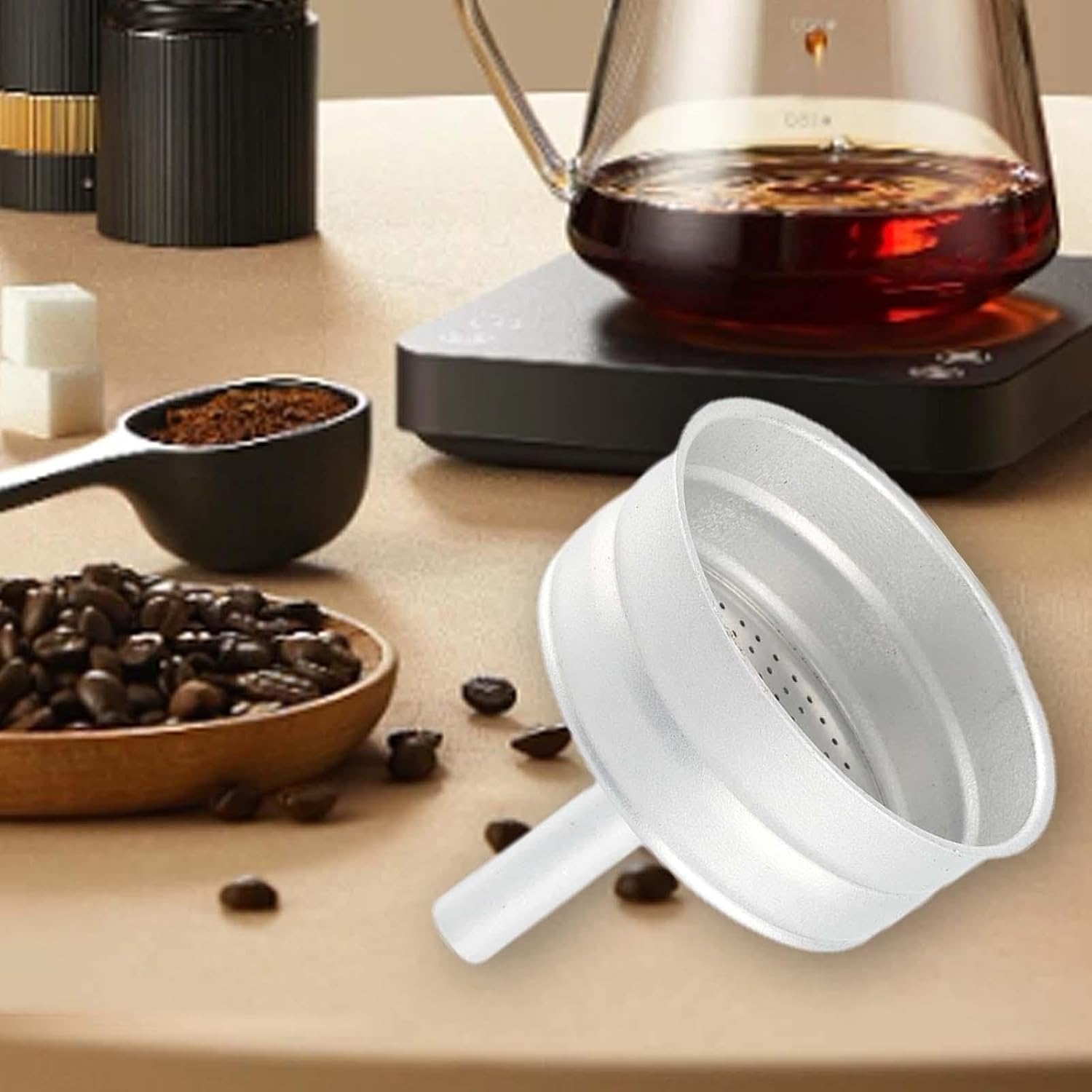 KLKCMS Embudo de olla Moka, embudo para cafetera, filtro de cafetera portátil, filtro de embudo para máquina de café expreso, accesorios para piezas