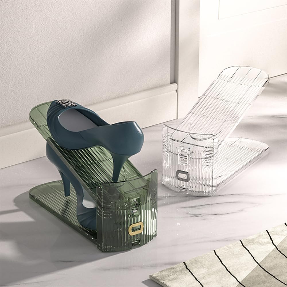 Organizador de ranuras para zapatos, apilador de zapatos ajustable, ahorrador de espacio, material grueso, soporte de doble plataforma para