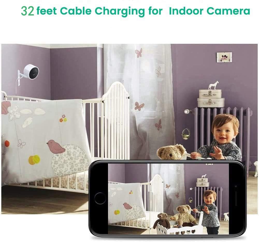 Cable de extensión de alimentación de 32 pies (32.8 ft), compatible con Wyze CamWyze Cam Pan, cámara Yi, NestCam interior, cámara Blink XT, cámara