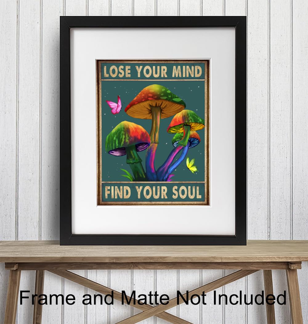 Psychedelic Art 11×14 – Trippy Wall Art – Psychedelic Room Decor – Bohemian Boho Wall Decor – Magic Mushrooms, Psilocybin – Hippie Room Decor – Dope
