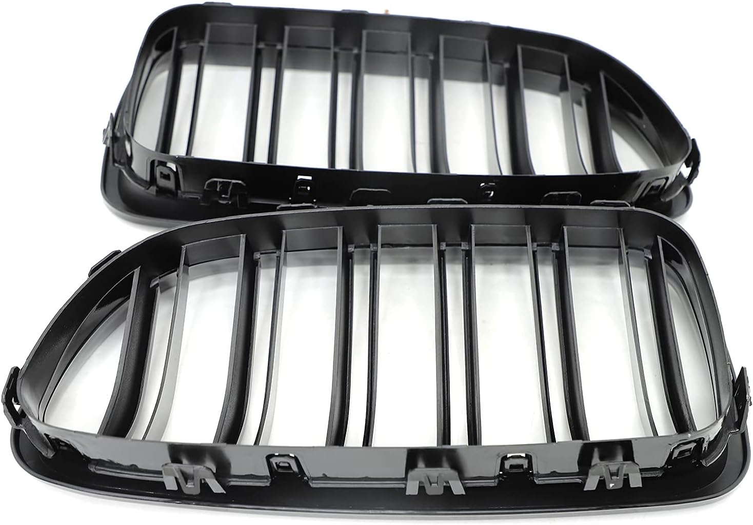 Parrilla frontal F10 F18 compatible con BMW 5 Serie F10 F11 F18 M5 2010-2017, (juego de 2 rejillas dobles negras brillantes)