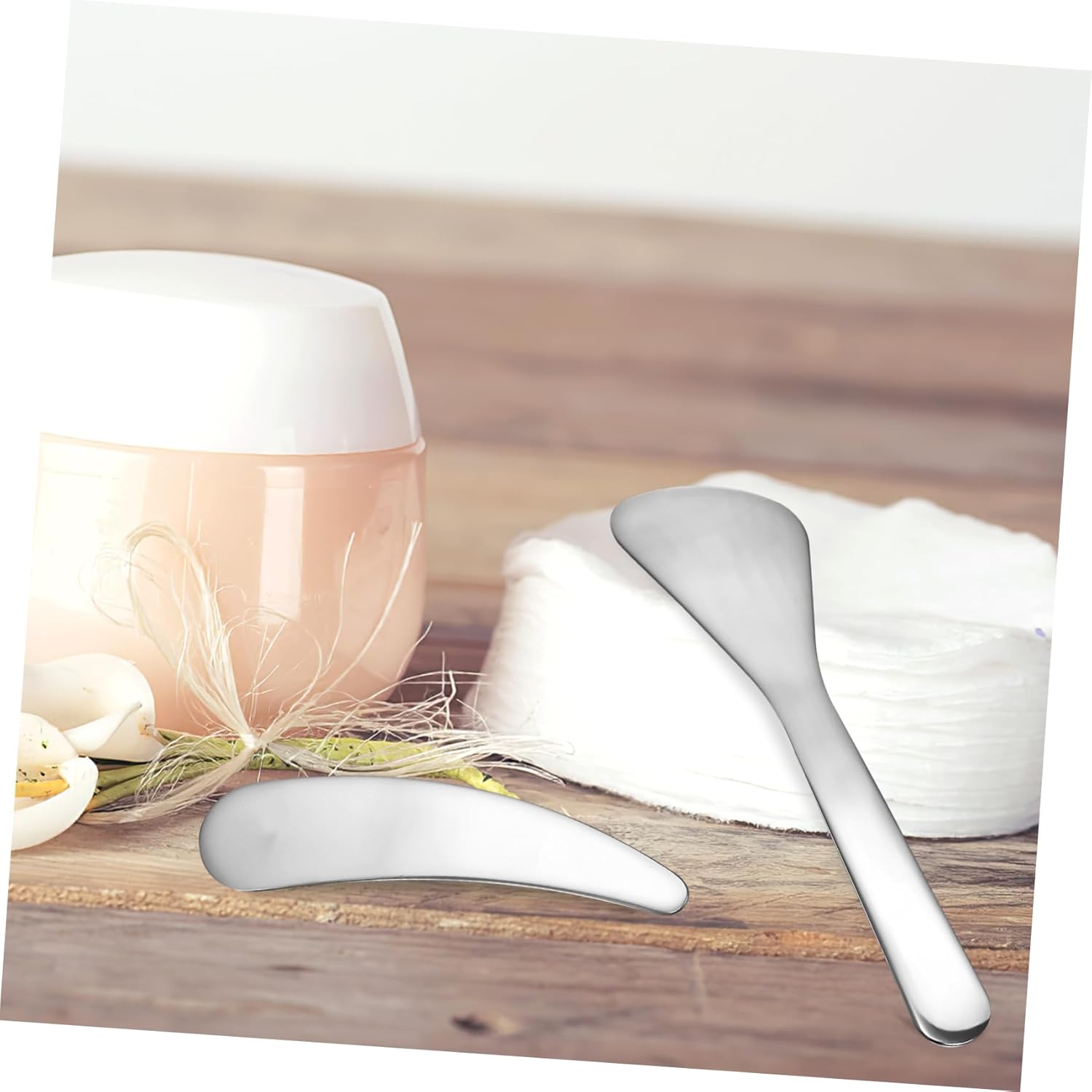 2 unids herramienta de belleza producto cuchara de metal cosmética espátula crema espátula loción espátula pequeña espátula de labios de metal