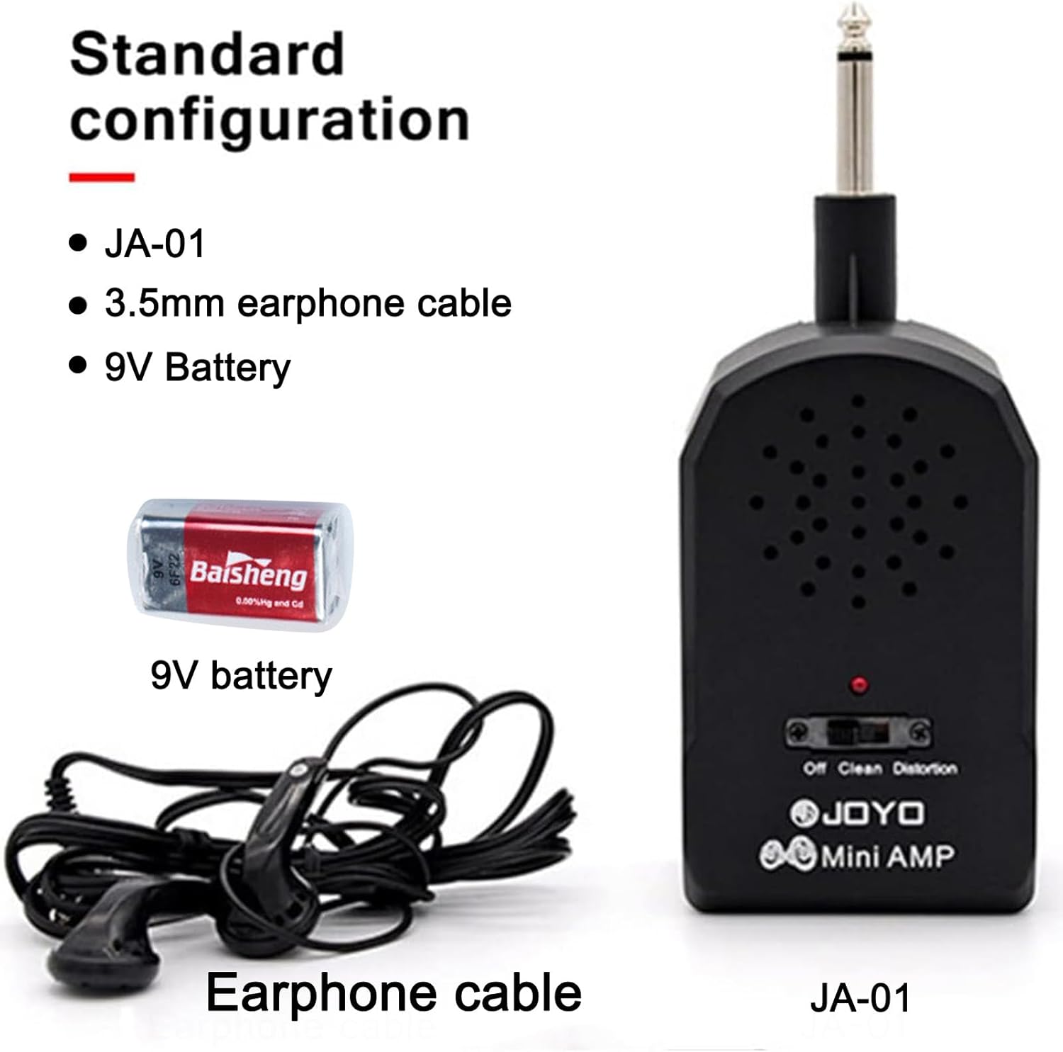 Amplificador de auriculares para guitarra, mini amplificador de guitarra de bolsillo recargable con altavoz grande y ajuste de efecto de limpieza y