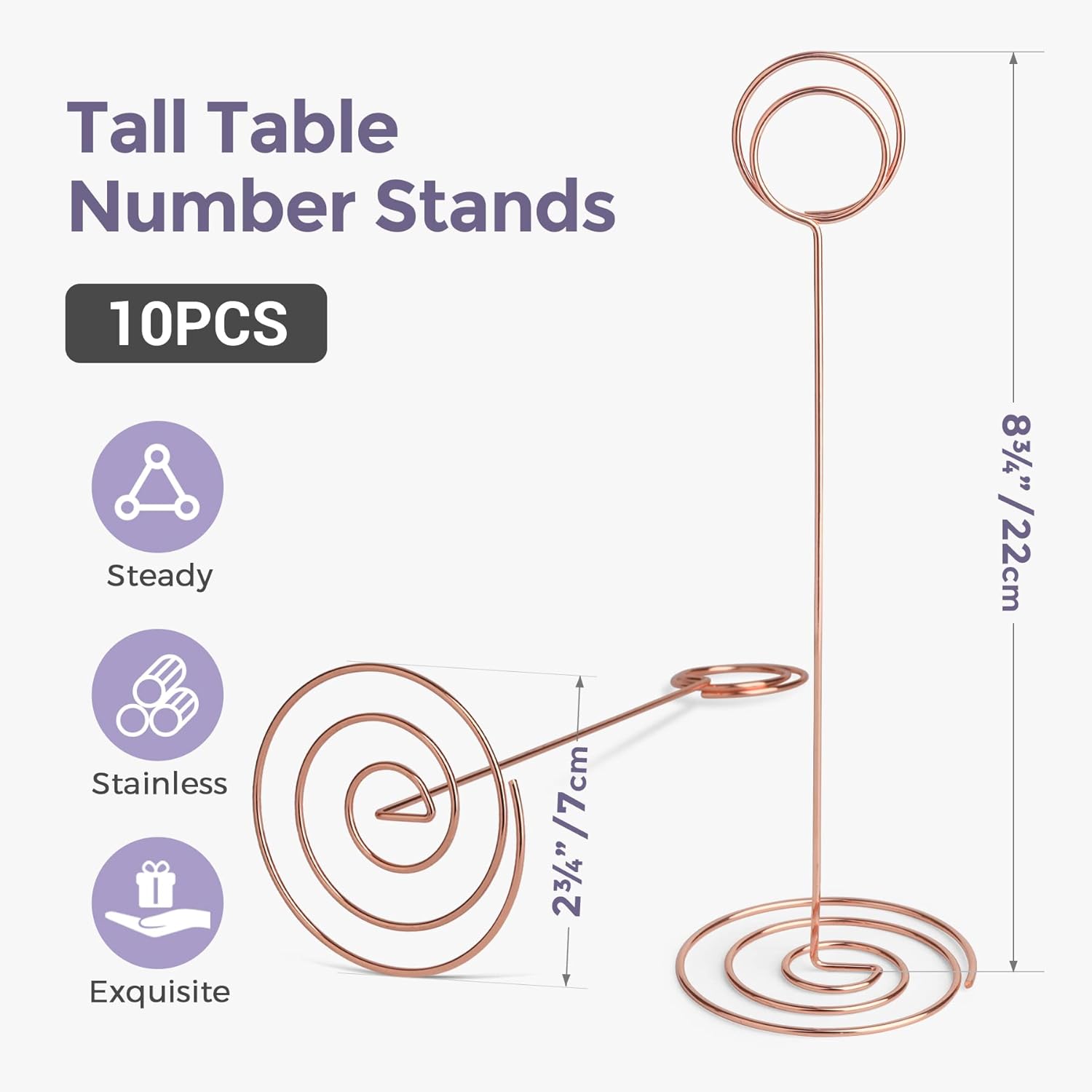 Soportes para números de mesa, 10 unidades de 8.75 pulgadas, soportes altos para números de mesa para bodas, fiestas, graduaciones, recepciones,