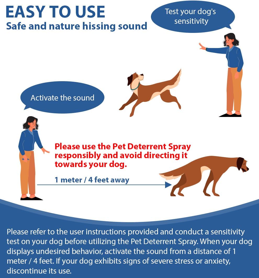 Pet Instructor Spray para perro, entrenador en aerosol disuasorio de mascotas de 2.4 fl oz, seguro, humano y eficaz para dejar de ladrar, saltar,