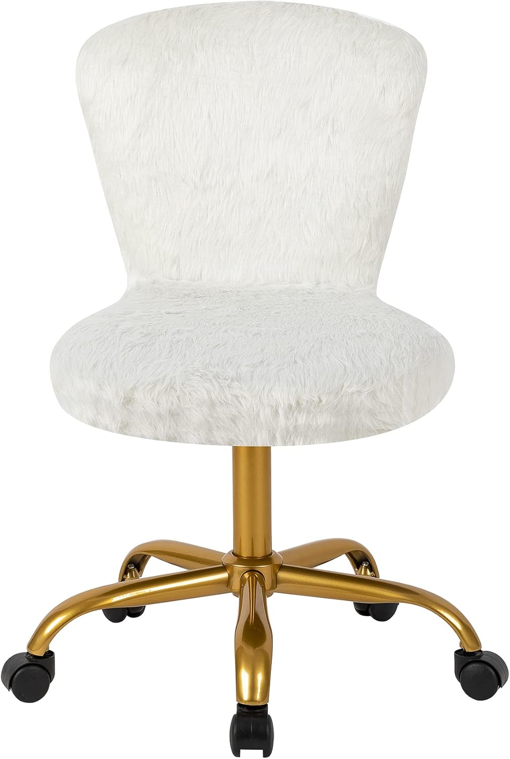 GIA Silla giratoria ajustable de respaldo medio con piel sintética, tamaño de asiento mejorado para adultos, color blanco