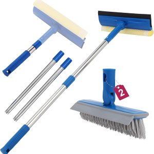 Escobilla de ventana 2 en 1  Herramienta de limpieza de ventanas con mango largo y corto, cepillo de limpieza para piso de hendiduras para ventanas Escobilla de ventana 2 en 1  Herramienta de limpieza de ventanas con mango largo y corto, cepillo de limpieza para piso de hendiduras para ventanas