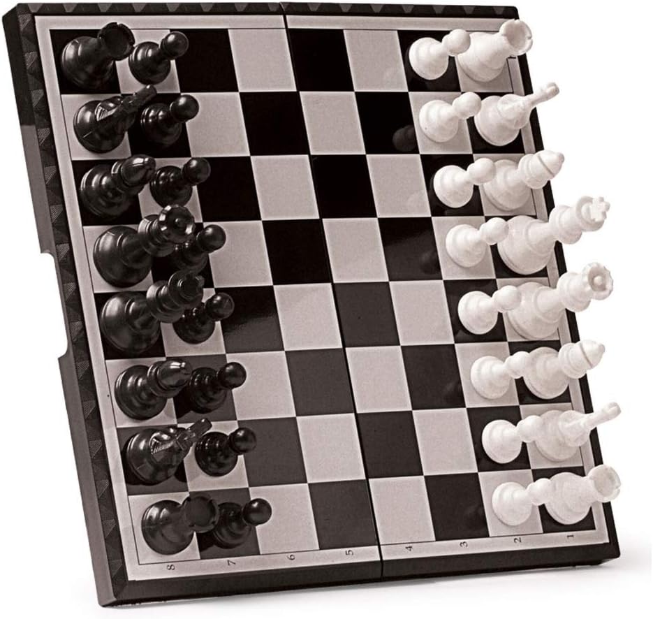 YBYB – Juego de ajedrez plegable de plástico magnético, piezas de ajedrez en blanco y negro, tablero de ajedrez plegable, juego de ajedrez de lujo,
