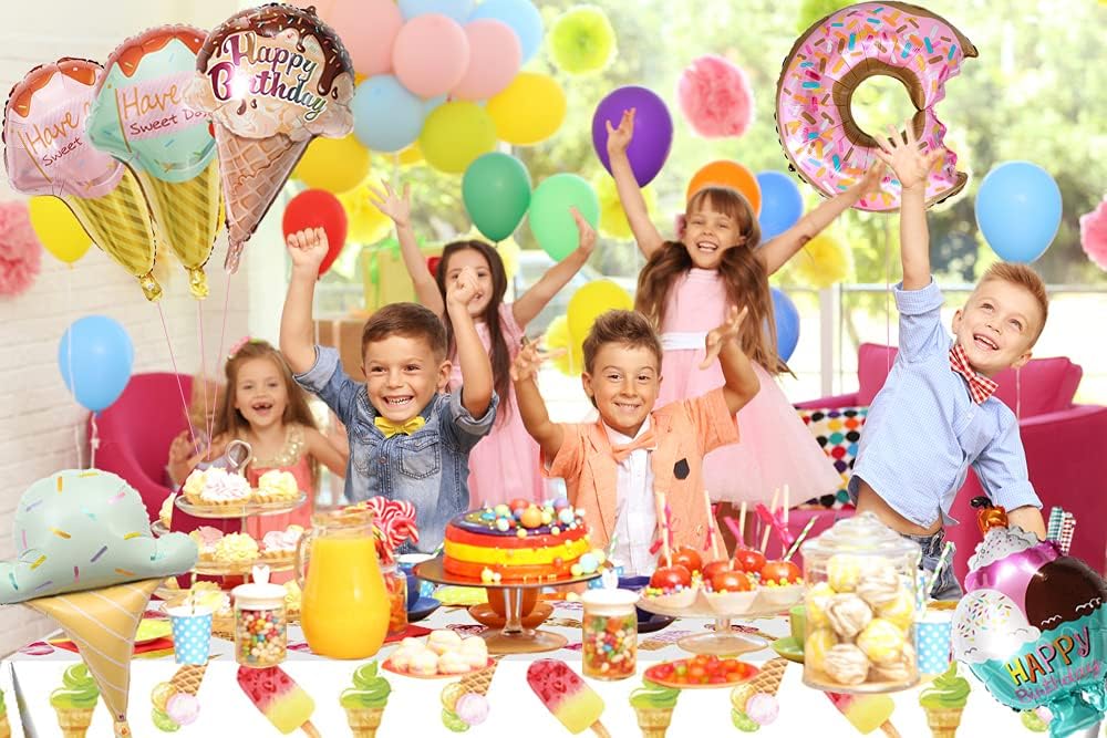 Globos de helado Kawaii en forma de dona y helado de Mylar para fiesta de cumpleaños, baby shower, verano, decoración de fiesta de Hawaii, paquete