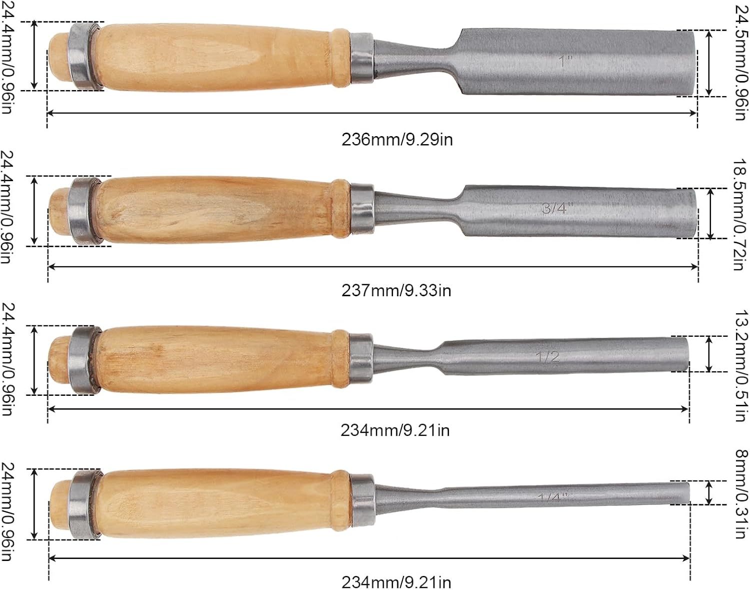 Juego de cinceles de grabado de carpintero, cincel semicircular para carpintería, cincel tallado de acero al cromo vanadio, carpintero de madera,