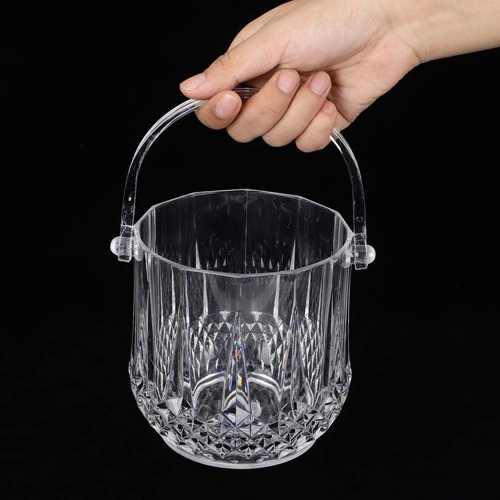 Cubo de hielo para barra de cócteles, cubo de hielo de acrílico transparente para congelador recipiente de hielo de cristal con mango desmontable