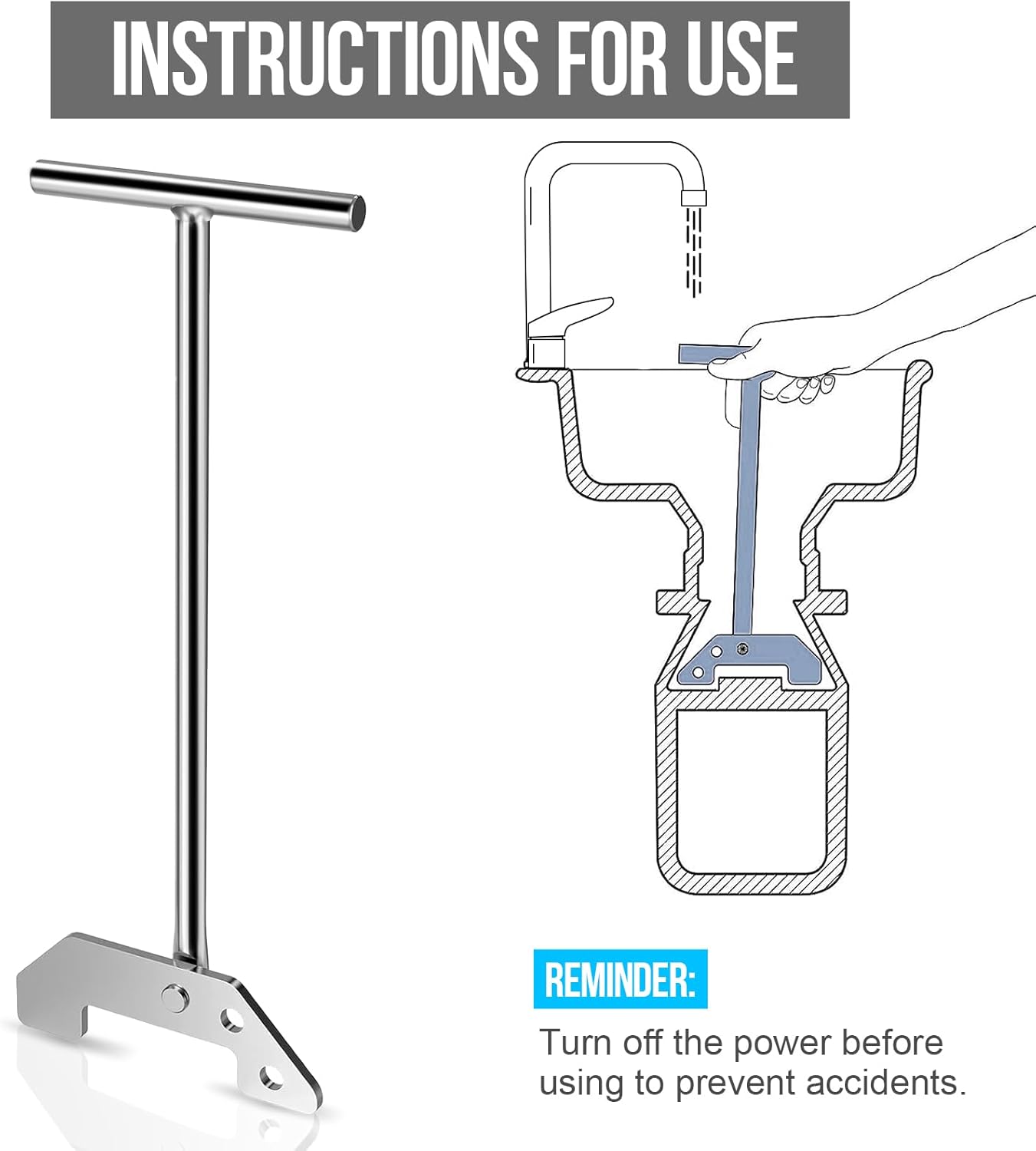 Trajihye Llave para desatascar basura, compatible con Waste King, Moen e InSinkErator – Eliminación rápida de bloqueo desde arriba del fregadero