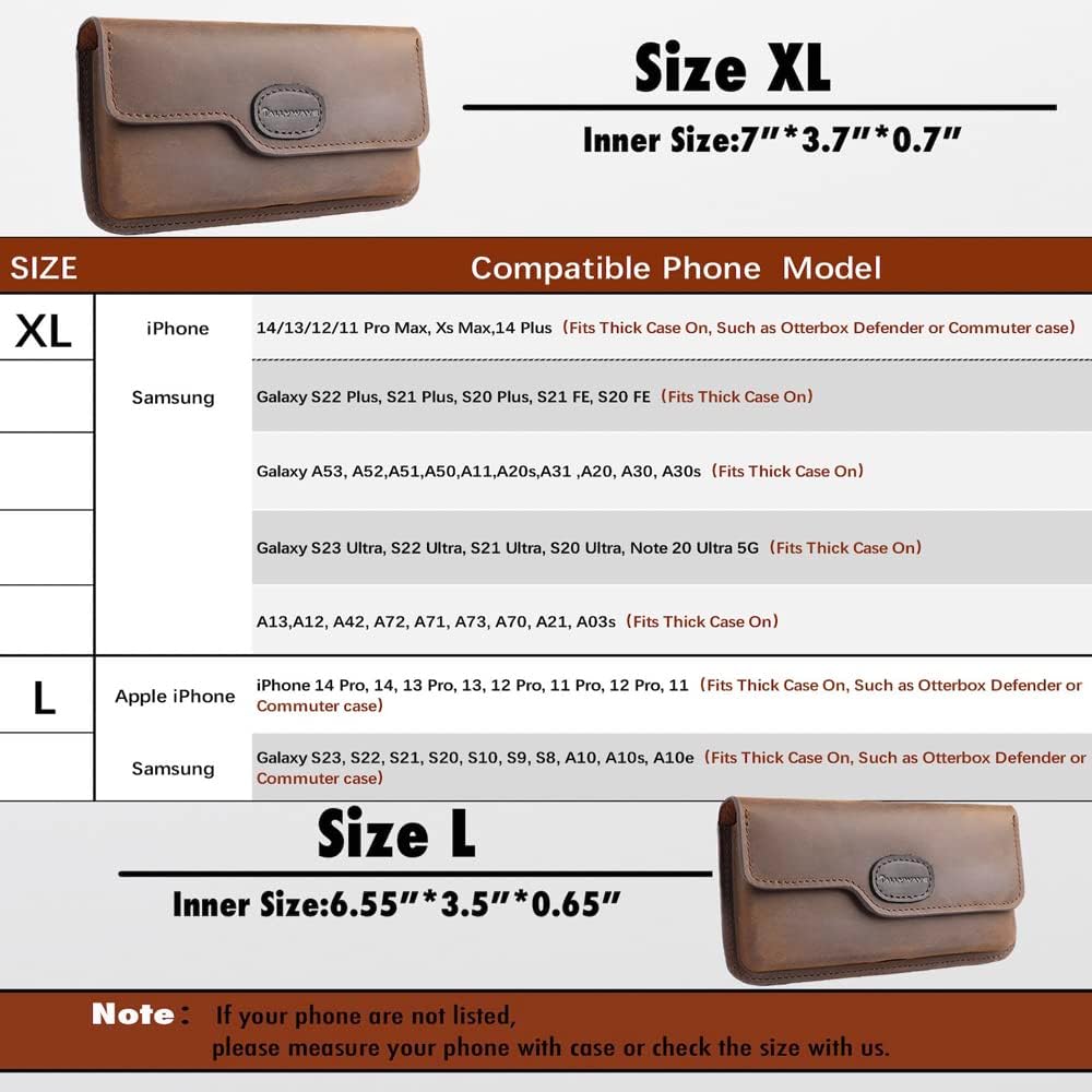 Funda de cuero para teléfono con clip para cinturón para Samsung Galaxy S23 Ultra, iPhone 14 Pro Max, bolsa de cuero para teléfono celular con