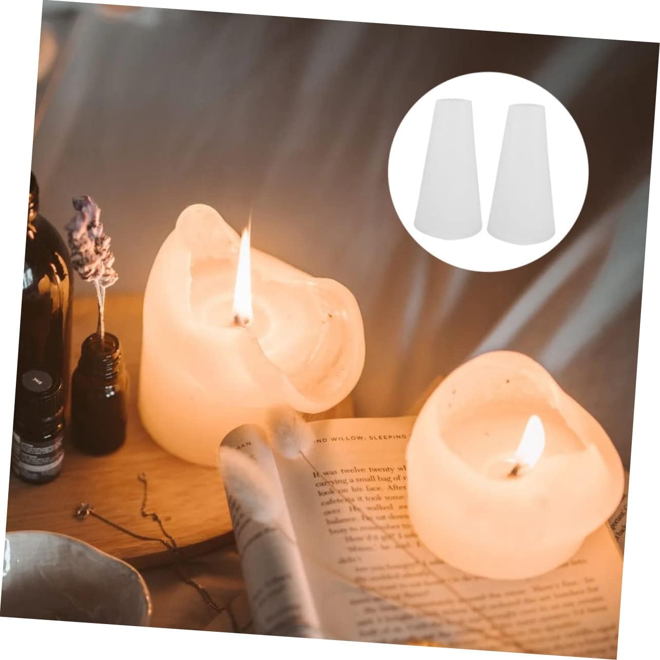 BESTOYARD 8 piezas de moldes de silicona para decoración de velas de mano, molde de molde para resina, moldes de silicona para velas de árbol de