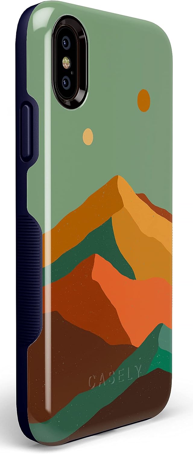 Casely Funda para iPhone XXS  Endless Peaks  Funda de montaña con bloques de color