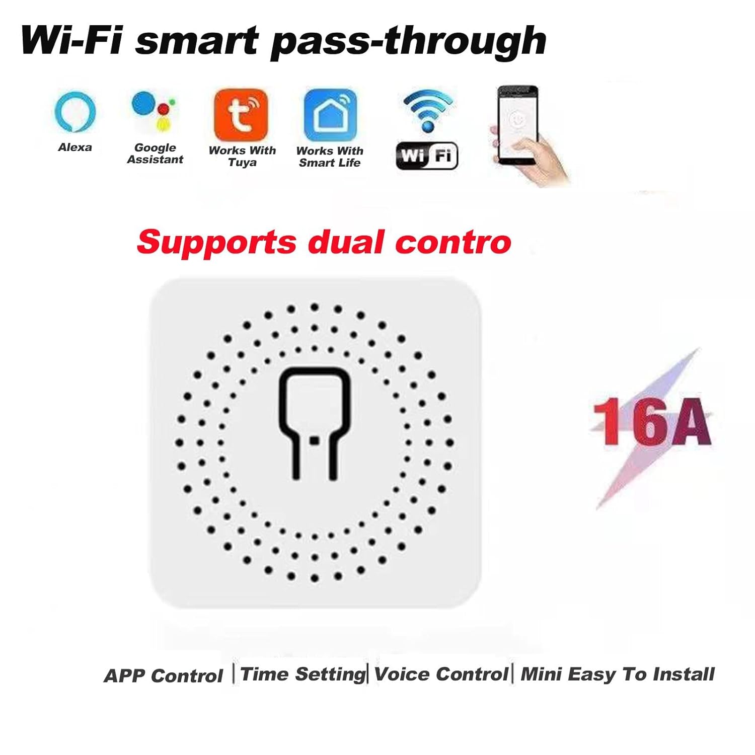 Interruptor de luz inteligente WiFi, compatible con AlexaGoogle Home, control remoto de aplicación, control de voz, modo DIY, función de