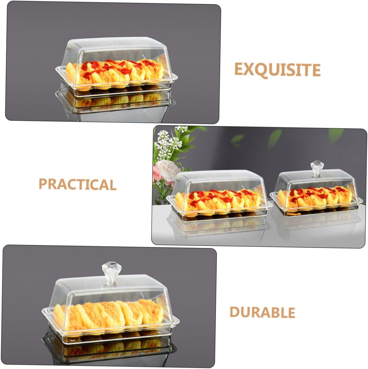 2pcs Cake Box Mantequilla Plato con tapa Caja de almacenamiento de acrílico –