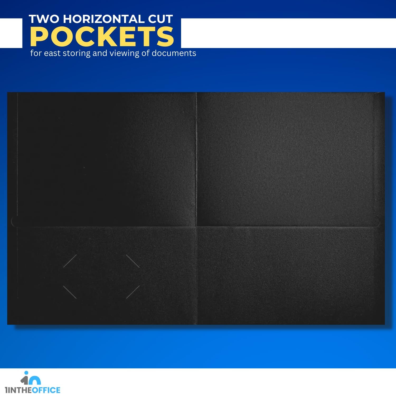 1InTheOffice Carpetas de 2 bolsillos, carpetas de dos bolsillos con bolsillos, carpetas de presentación, tamaño carta, negro, (paquete de 20)