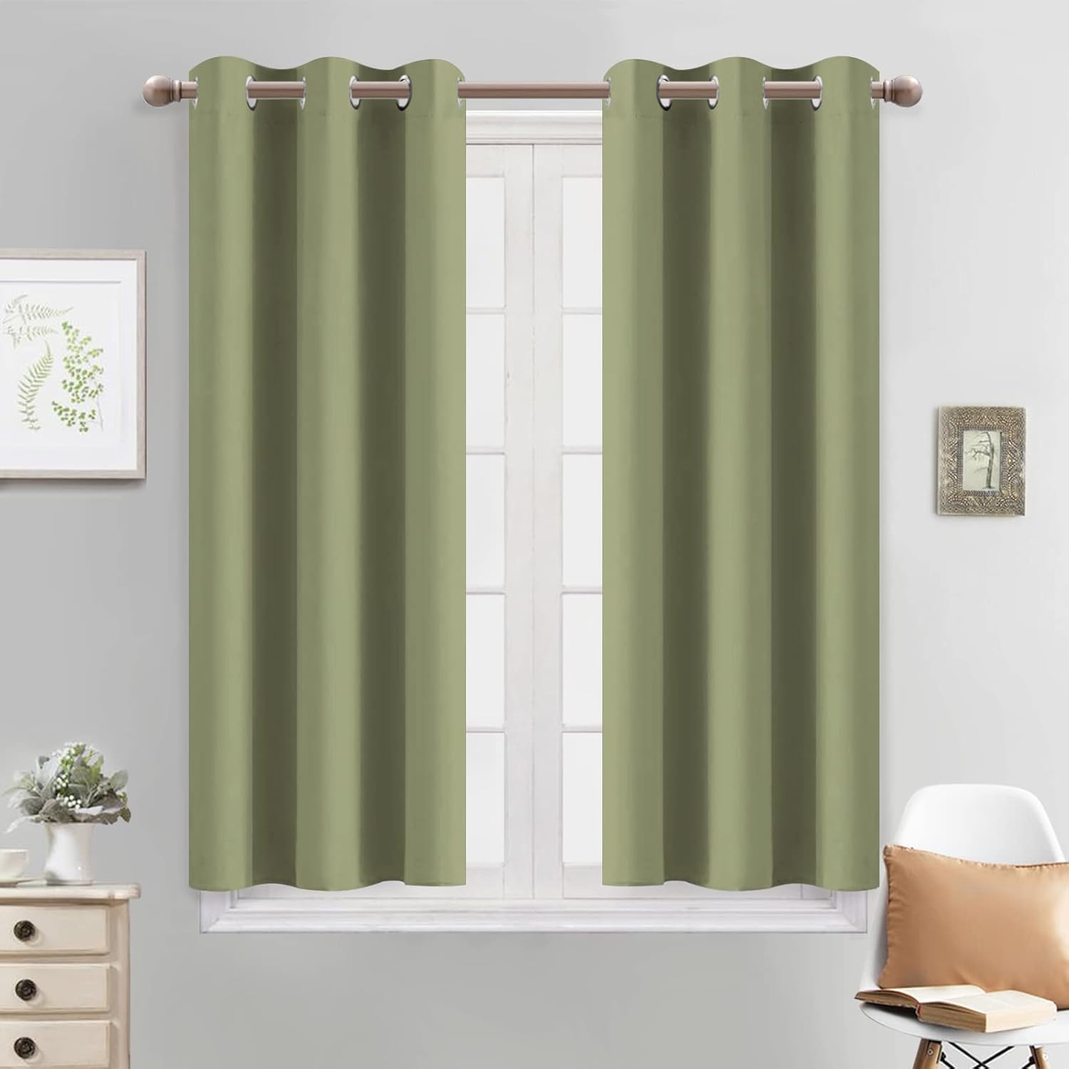 Yakamok – Cortinas blackout para habitación, con ojales, térmicas, para oscurecer la habitación o sala, juego de 2 paneles