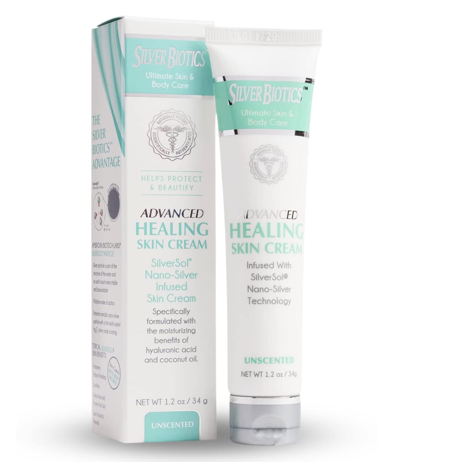 Silver Biotics Nano Silver Crema curativa  SilverSol y ácido hialurónico  Todos los ingredientes naturales para curar, suavizar las manchas y