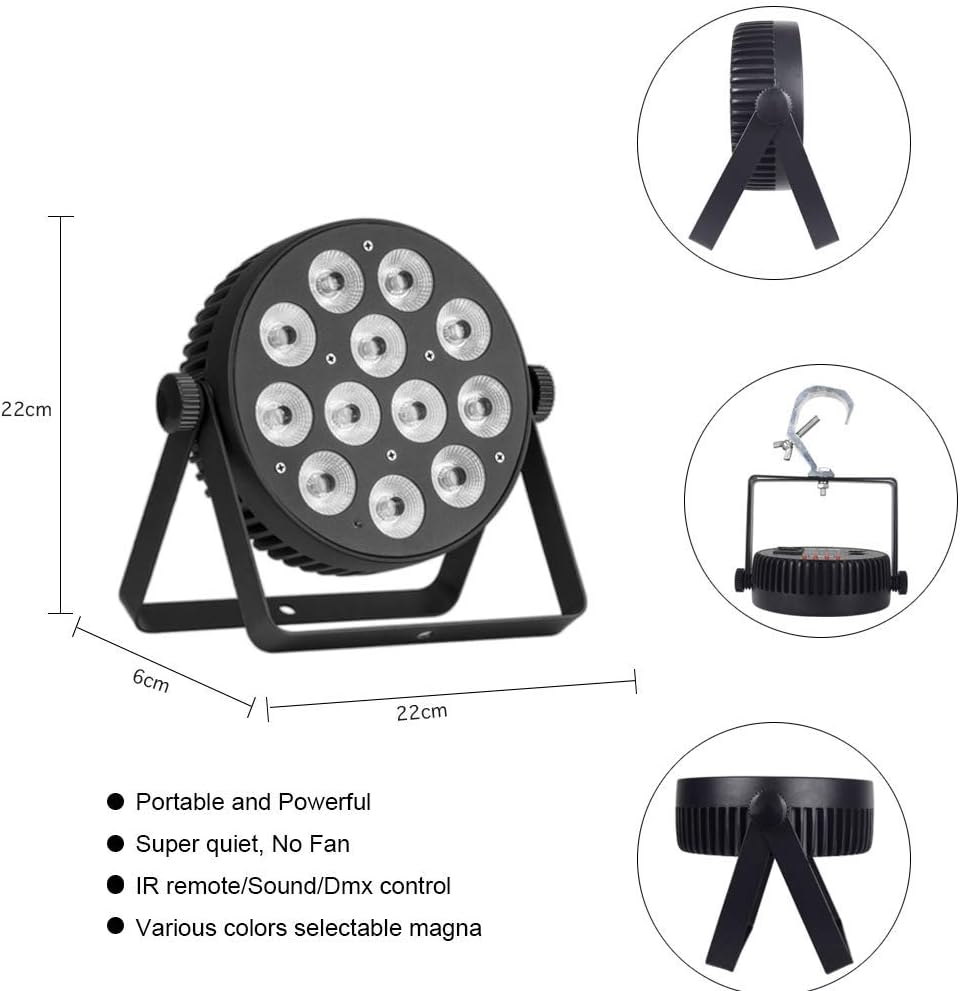 DJ SlimPAR RGBW LED Par puede lavar la luz DMX luces de escenario activadas por sonido sin ventilador para eventos, fiesta, paquete de 6