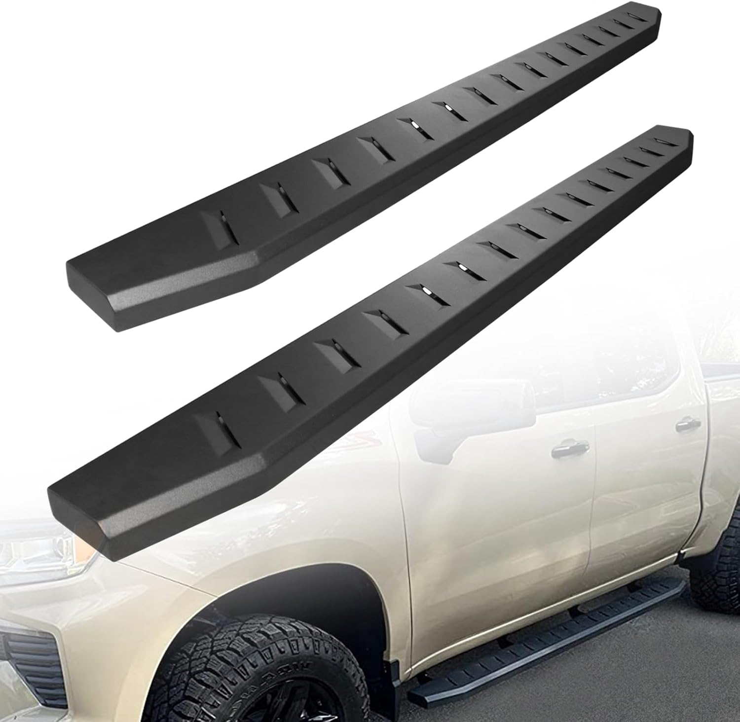 Estribos de 6 pulgadas compatibles con Chevy SilveradoGMC Sierra 1500 2500HD 3500HD 2020-2024 con cabina extendida y barra Nerf de cabina extendida,