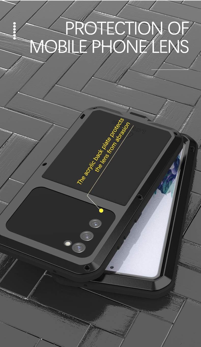 LOVE MEI Funda para Galaxy S20 FE 5G, deportes al aire libre, impermeable, militar, resistente, a prueba de golpes, polvo y suciedad, aluminio