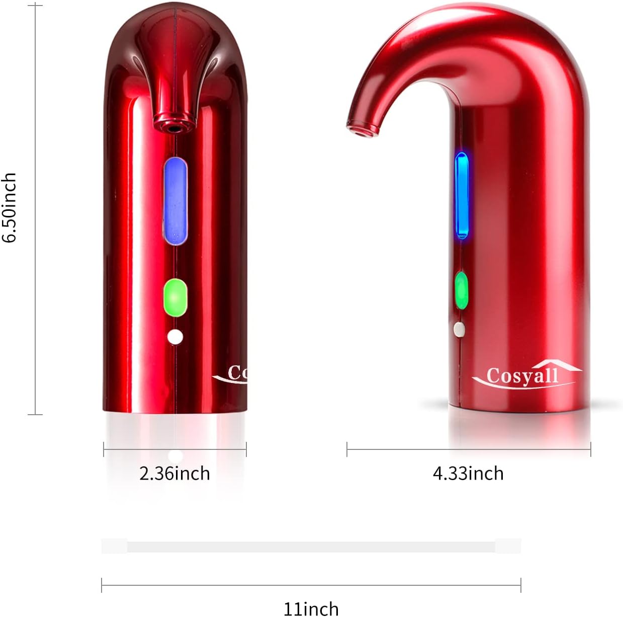 Decantador eléctrico portátil recargable por USB, dispensador de vino automático de un botón, oxigenación rápida del vino tinto, rojo